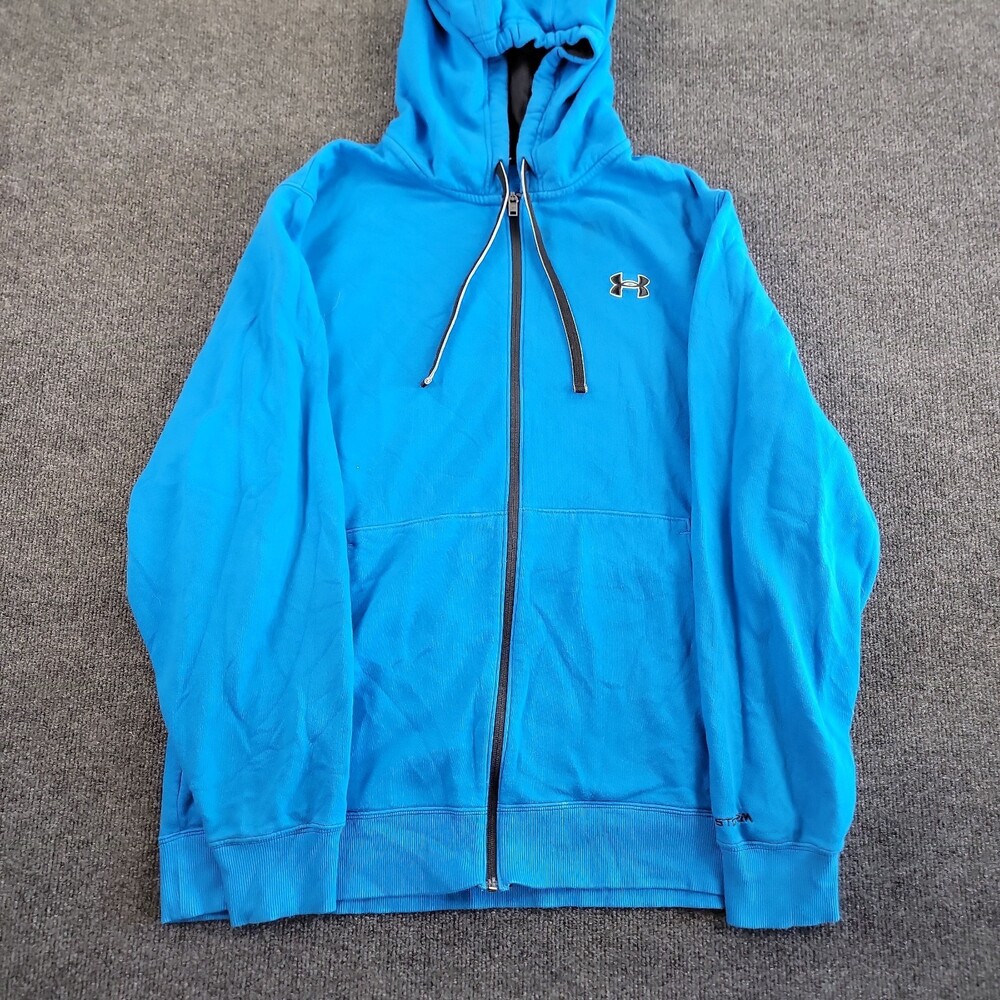 Under Armour Full Zip Hoodie Mens XL Blue Long Sleeve Fleece Outdoor Athletic